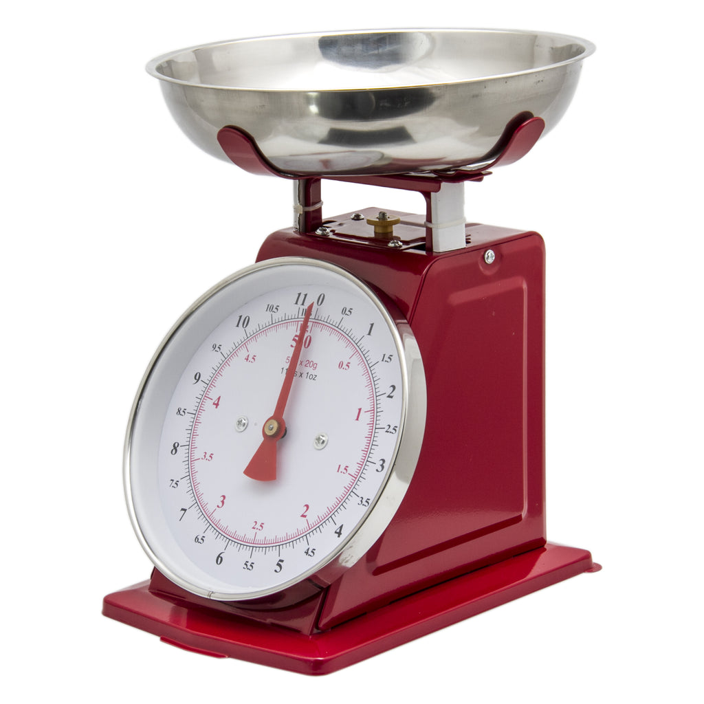 REGENT KITCHEN SCALE MECHANICAL RED WITH ST STEEL BOWL 5KG 250X210X2 HCS Home and Catering Suppliers