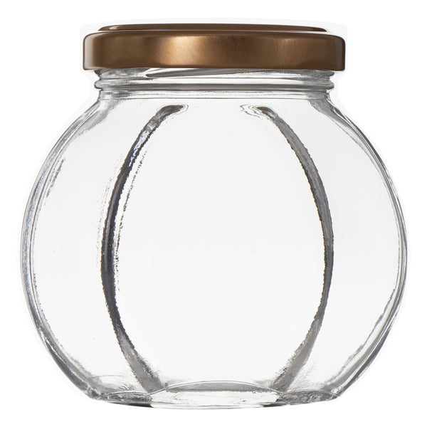 REGENT GLASS FACETED JAR WITH GOLD LID, 190ML (80X60X80MM)