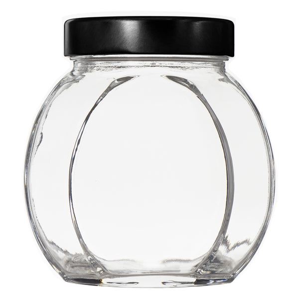 REGENT GLASS FACETED JAR WITH LID, 380ML (100X75X102MM)