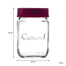 CONSOL JAR WITH NEW ASSORTED COLOURED LID, 250ML (105X69MM DIA)