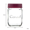 CONSOL JAR WITH NEW ASSORTED COLOURED LID, 250ML (105X69MM DIA)