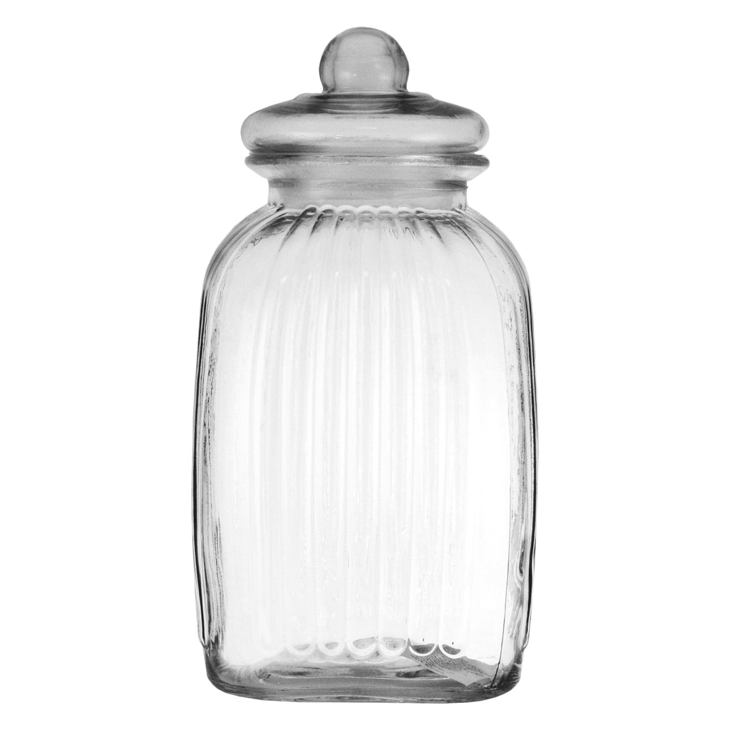 REGENT GLASS SQUARE RIBBED JAR WITH GLASS LID, 4.8LT (325X160X160MM)