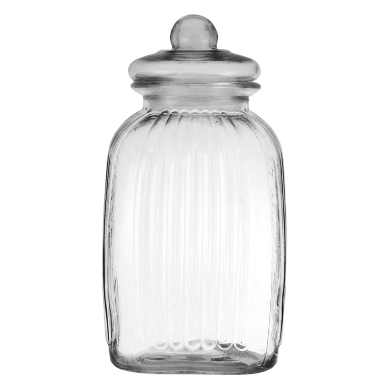 REGENT GLASS SQUARE RIBBED JAR WITH GLASS LID, 4.8LT (325X160X160MM)