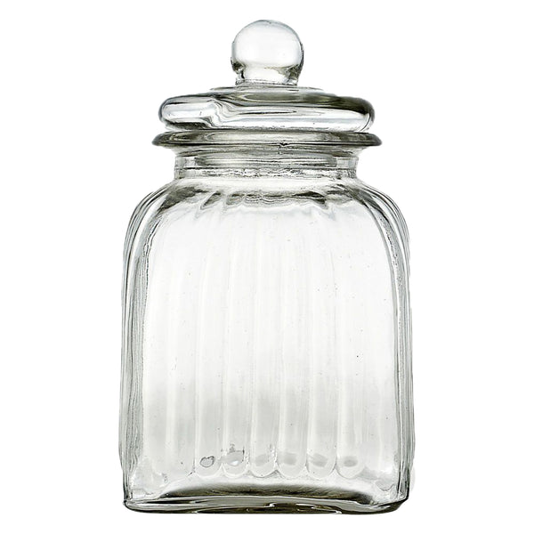 REGENT GLASS SQUARE RIBBED JAR WITH GLASS LID, 3.65LT (270X160X160MM)