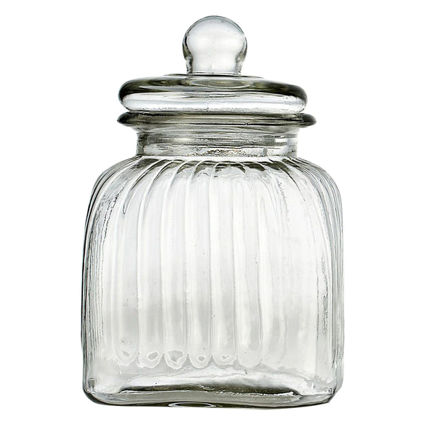 REGENT GLASS SQUARE RIBBED JAR WITH GLASS LID, 2.25LT (210X160X160MM)