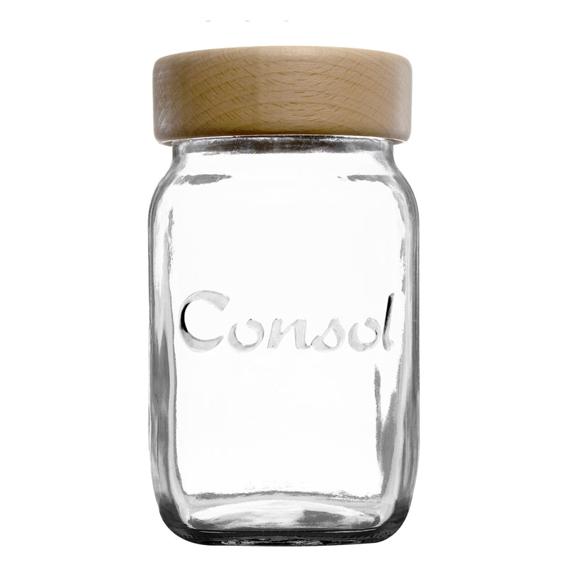 CONSOL JAR WITH LIGHT WOOD LID, 1LT (167X102MM DIA)