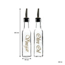 REGENT SQUARE OLIVE OIL & VINEGAR BOTTLES WITH POURERS AND GOLD PRINT (EACH), 250ML (203X48X48MM)