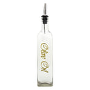 REGENT SQUARE OLIVE OIL & VINEGAR BOTTLES WITH POURERS AND GOLD PRINT, 500ML (262X74X74MM)