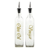 REGENT SQUARE OLIVE OIL & VINEGAR BOTTLES WITH POURERS AND GOLD PRINT, 500ML (262X74X74MM)