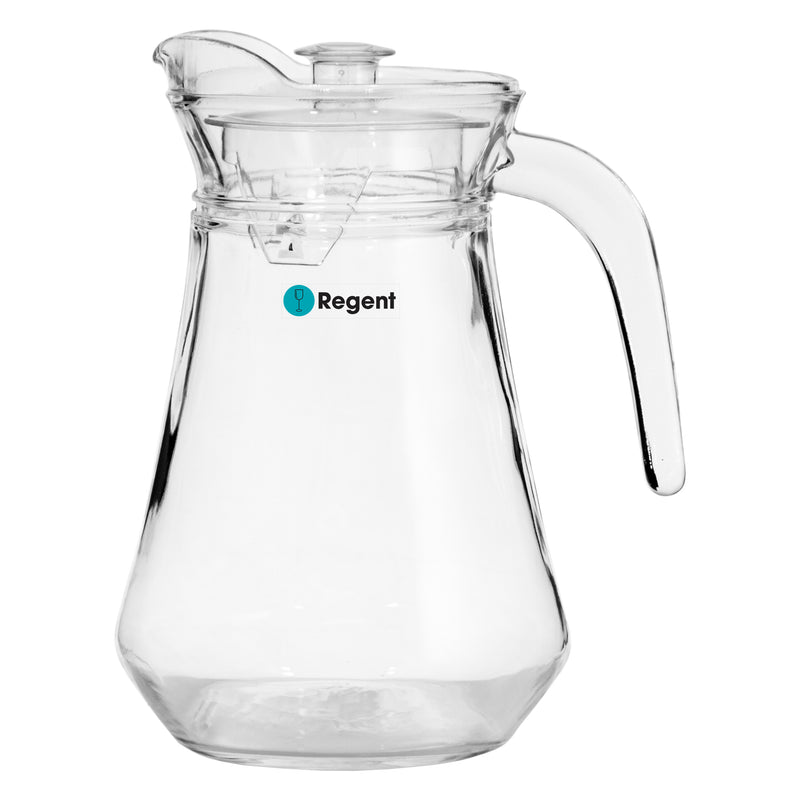 REGENT GLASS WATER JUG WITH CLEAR LID, 1.3LT (215X155X135MM DIA) [CATERING]