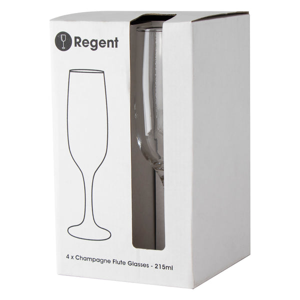 REGENT STEMMED CHAMPAGNE FLUTE 4 PACK, (215ML)