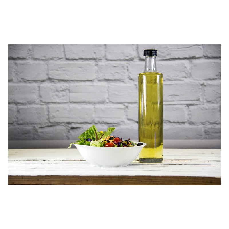 CONSOL ROUND OIL & VINEGAR BOTTLE WITH BLACK LID, 500ML (285XX60MM DIA)