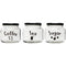 REGENT GLASS TEA, COFFEE, SUGAR PRINTED CANISTERS 3 PIECE SET, 500ML (95X100MM DIA)