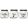 REGENT GLASS TEA, COFFEE, SUGAR PRINTED CANISTERS 3 PIECE SET, 500ML (95X100MM DIA)