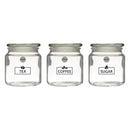 REGENT KITCHEN TEA, COFFEE AND SUGAR GLASS CANISTERS 3PCS SET, 550ML (110X100MM DIA