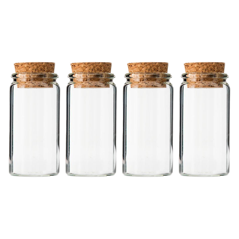 REGENT GLASS BOTTLES WITH CORK LIDS 4PCS, 95ML (47MM DIAX86MM)