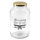 REGENT LIFE IS A JOURNEY GLASS STORAGE JAR WITH GOLD LID, 2LT (220X125MM DIA)