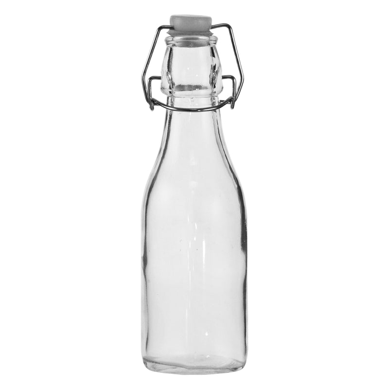 REGENT GLASS BOTTLES WITH WHITE CLIP TOP LIDS 6 PACK, 250ML (195X58MM DIA)