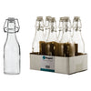 REGENT GLASS BOTTLES WITH WHITE CLIP TOP LIDS 6 PACK, 250ML (195X58MM DIA)