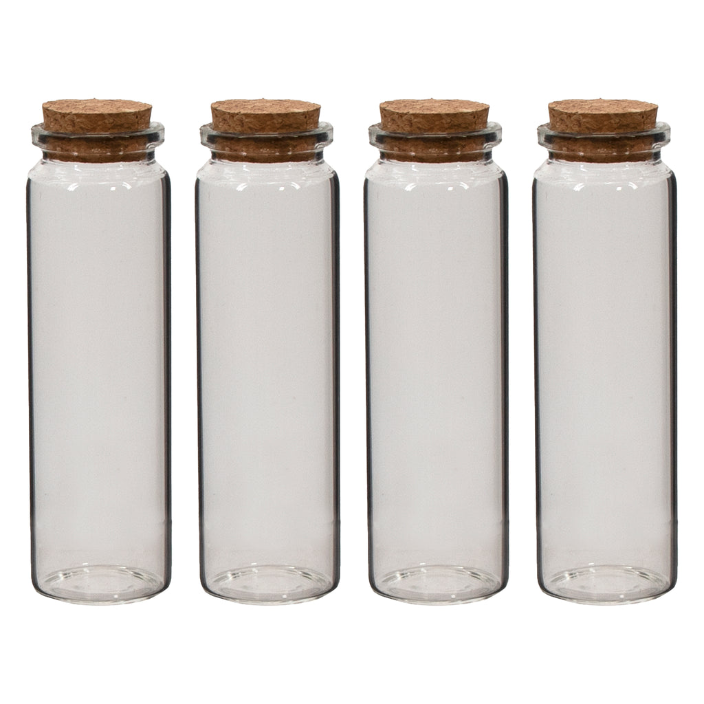 REGENT GLASS BOTTLES WITH CORK LIDS 4PCS, 100ML (37MM DIAX128MM)