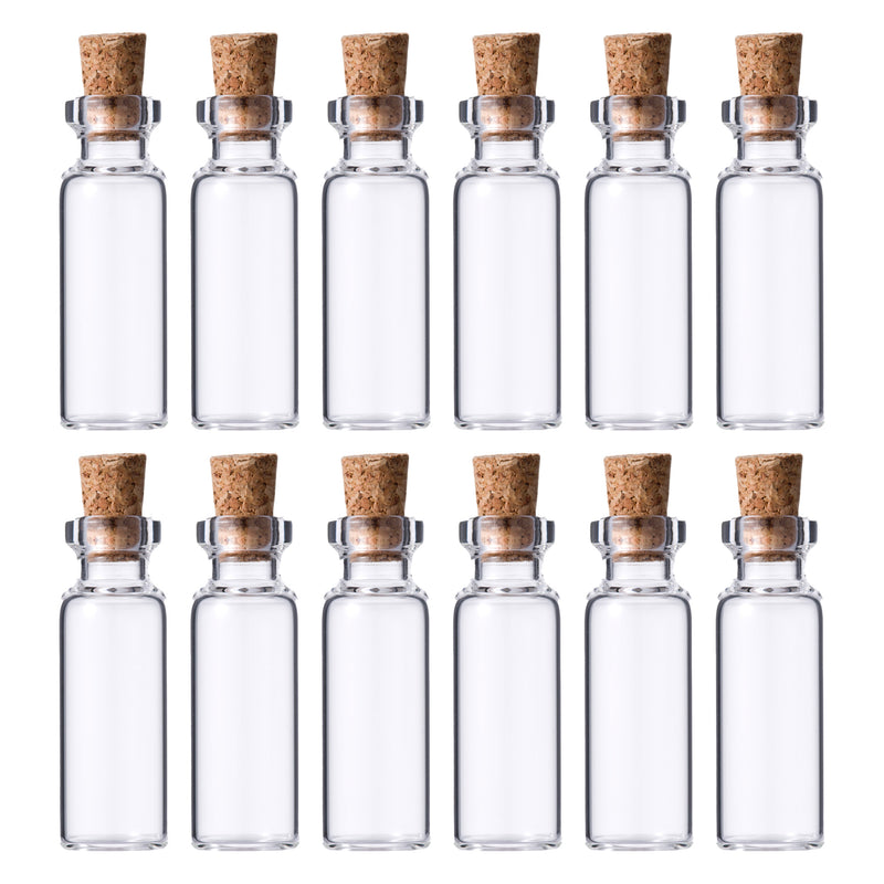 REGENT GLASS BOTTLES WITH CORK LIDS 12PCS, 18ML (22MM DIAX72MM)