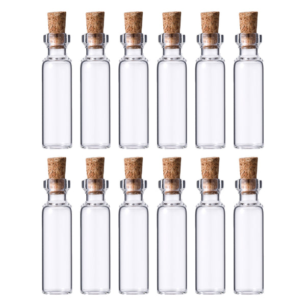 REGENT GLASS BOTTLES WITH CORK LIDS 12PCS, 20ML (22MM DIAX80MM)