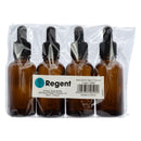 REGENT AMBER GLASS BOTTLE WITH BLACK PLASTIC DROPPER LID 4 PIECE, 30ML (32MM DIAX101MM)