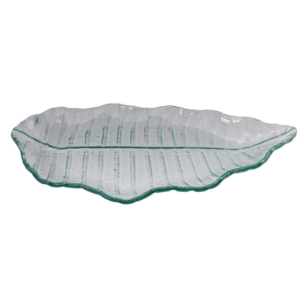 REGENT LEAF PLATTER BUBBLE GLASS - MEDIUM, (368X220X40MM)