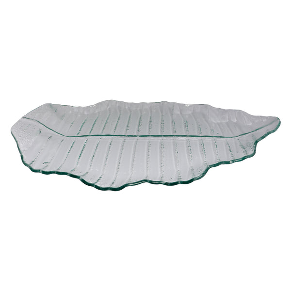 REGENT LEAF PLATTER BUBBLE GLASS - LARGE, (460X280X45MM)