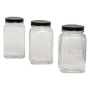 REGENT RIBBED SQUARE GLASS TEA CANISTER WITH BLACK LID, 1.2LT (182X100X100MM)