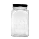 REGENT RIBBED SQUARE GLASS TEA CANISTER WITH BLACK LID, 1.2LT (182X100X100MM)