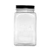 REGENT RIBBED SQUARE GLASS TEA CANISTER WITH BLACK LID, 1.2LT (182X100X100MM)