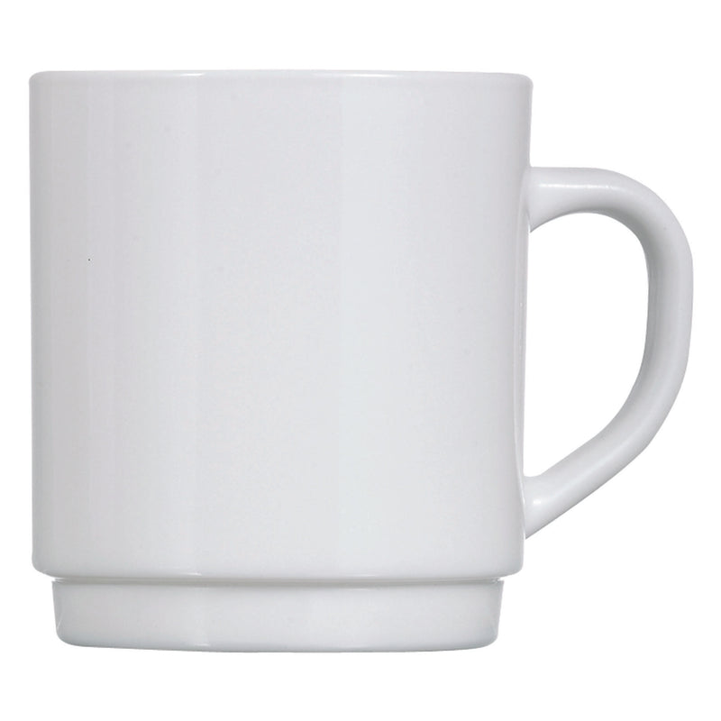 LUMINARC WHITE OPAL GLASS STACKING COFFEE MUG 4 PACK, (290ML)