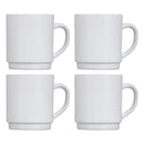 LUMINARC WHITE OPAL GLASS STACKING COFFEE MUG 4 PACK, (290ML)