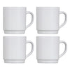 LUMINARC WHITE OPAL GLASS STACKING COFFEE MUG 4 PACK, (290ML)