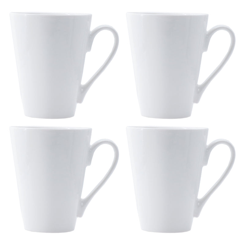 REGENT SUPER WHITE V-SHAPE COFFEE MUG 4 PACK, 320ML