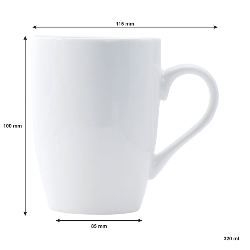 REGENT SUPER WHITE BULLET SHAPE COFFEE MUG 4 PACK, 350ML