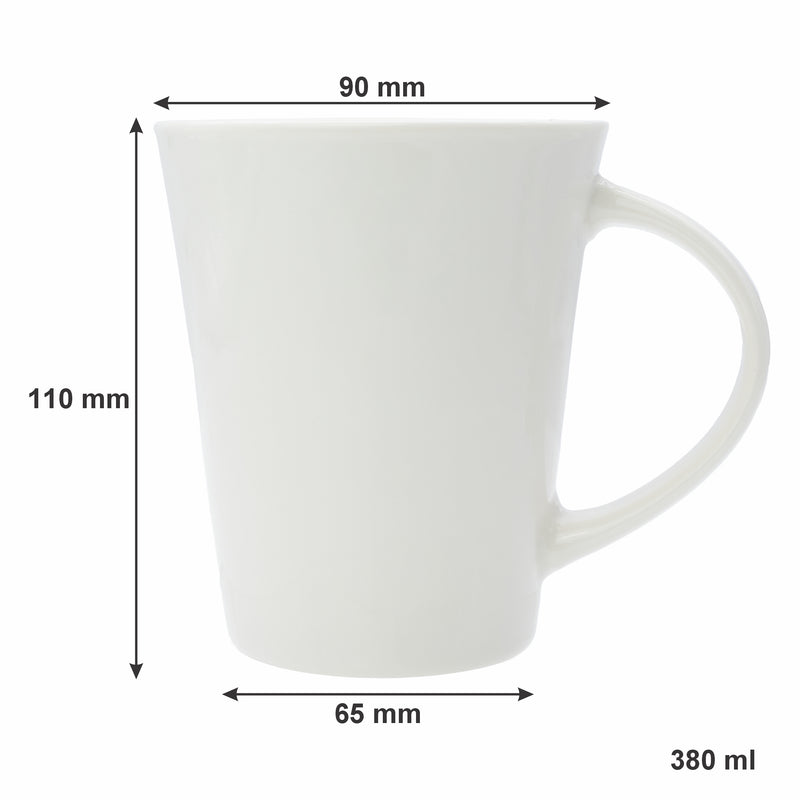 REGENT SUPER WHITE TRUMPET SHAPE COFFEE MUG 4 PACK, 380ML