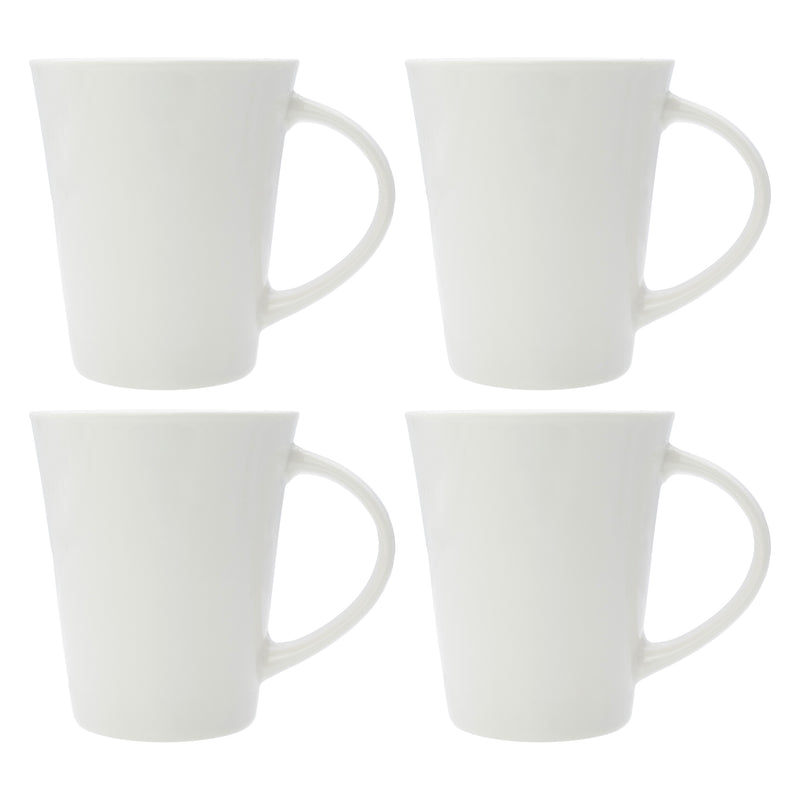 REGENT SUPER WHITE TRUMPET SHAPE COFFEE MUG 4 PACK, 380ML