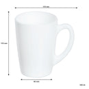 LUMINARC WHITE OPAL GLASS BULLET SHAPE COFFEE MUG 4 PACK, (320ML)