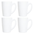 LUMINARC WHITE OPAL GLASS BULLET SHAPE COFFEE MUG 4 PACK, (320ML)