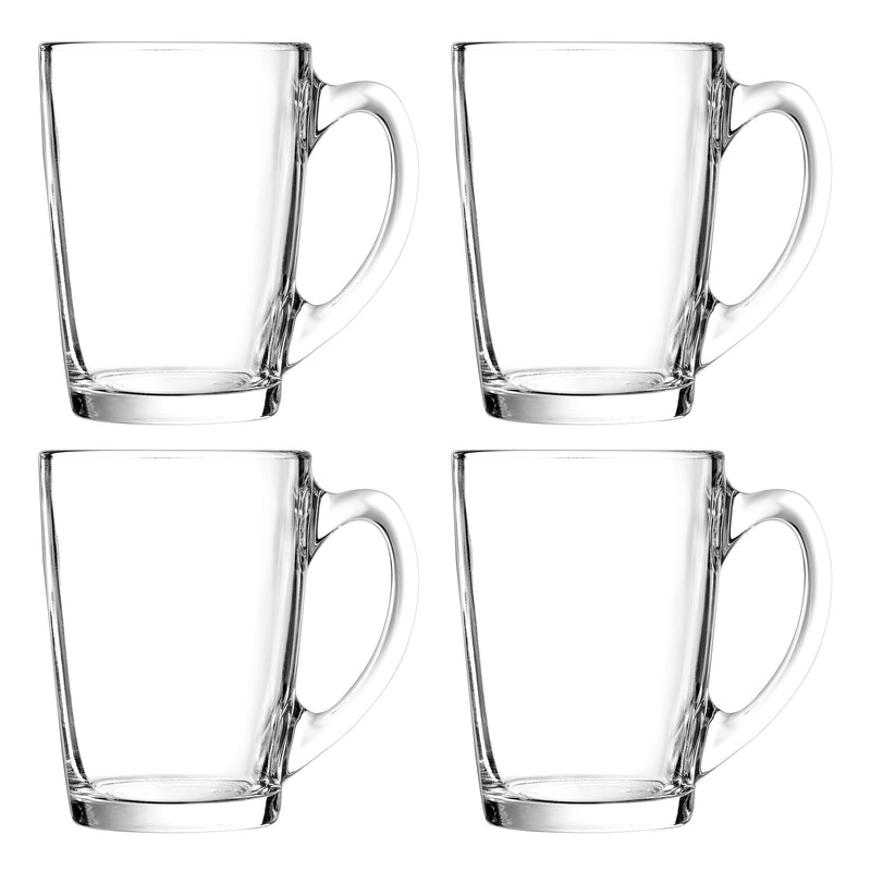 LUMINARC TEMPERED GLASS BULLET SHAPE COFFEE MUG 4 PACK, (320ML)