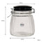 REGENT RIBBED HERMETIC GLASS CANISTER WITH BLACK CERAMIC LID AND METAL CLIP, 950ML (150X125MM DIA)