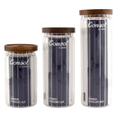 CONSOL ROUND RIBBED CANISTER WITH ACACIA LID, 1.35L (256X90MM DIA)