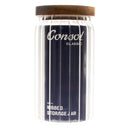 CONSOL ROUND RIBBED CANISTER WITH ACACIA LID, 800ML (165MMX90DIA)