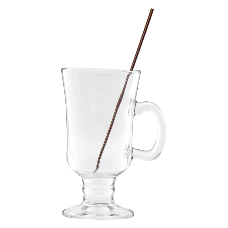 REGENT GLASS FOOTED MUG WITH HANDLE 4 PACK, (240ML)