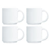 LUMINARC WHITE OPAL GLASS STACKING COFFEE MUG 4 PACK, (340ML)