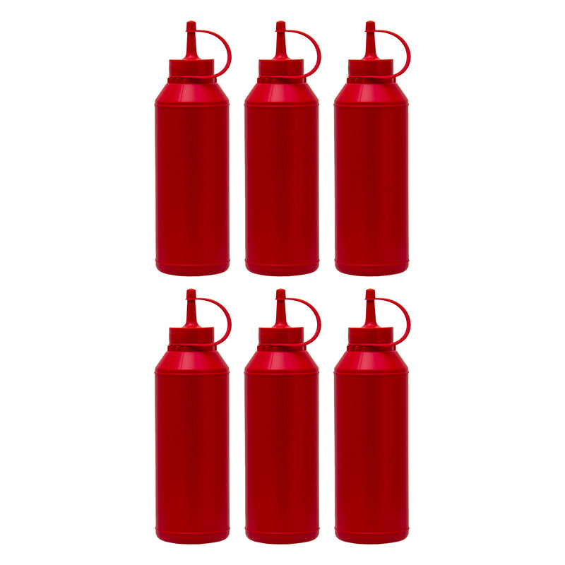 REGENT ROUND PLASTIC SAUCE BOTTLE RED 6 PACK, (500ML)