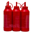 REGENT ROUND PLASTIC SAUCE BOTTLE RED 6 PACK, (500ML)