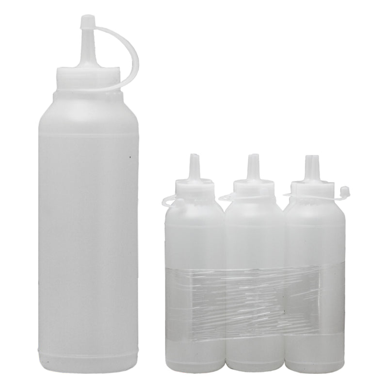 REGENT ROUND PLASTIC SAUCE  BOTTLE WHITE 6 PACK,(500ML)